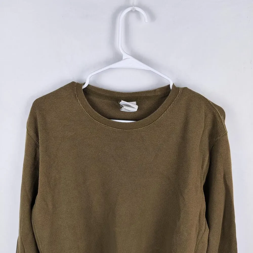 The North Face Shirt Mens XL Brown Thermal Waffle Knit Crew Long Sleeve Top